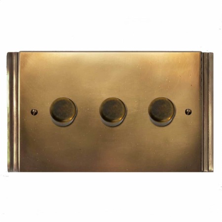 Plaza Dimmer Switch 3 Gang Hand Aged Brass