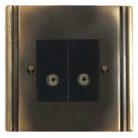 Plaza TV Socket Outlet 2 Gang Dark Antique Relief