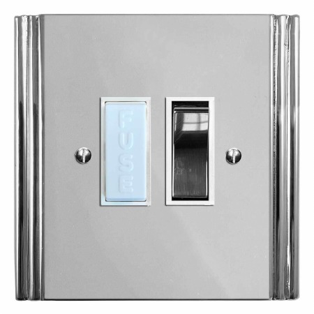 Plaza Switched Fused Spur Polished Chrome & White Trim