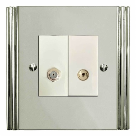 Plaza Satellite & TV Socket Outlet Polished Nickel