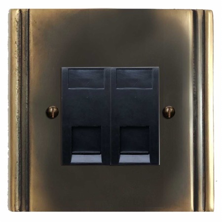 Plaza Telephone Socket Secondary 2 Gang Dark Antique Relief