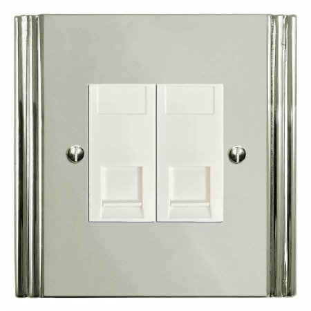 Plaza Telephone Socket Secondary 2 Gang Polished Nickel
