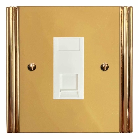 Plaza RJ45 Socket CAT 5 Polished Brass Lacquered