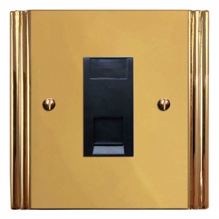 Plaza RJ45 Socket CAT 5 Polished Brass Unlacquered