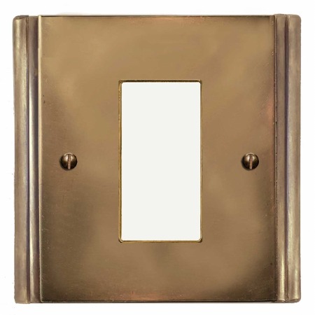 Plaza Plate for Modular Electrical Components 50x25mm Hand Aged Brass