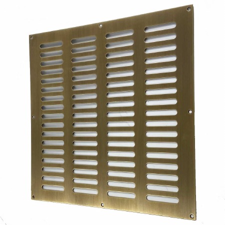 Plain Slotted Air Vent Cover 12" x 12" Antique Brass Unlacquered