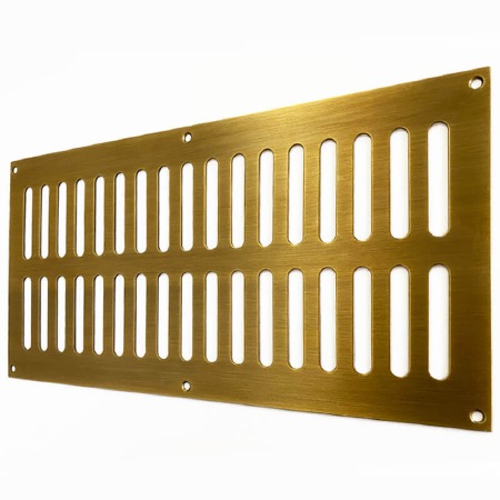 Plain Slotted Air Vent Cover 12" x 6" Antique Brass Unlacquered