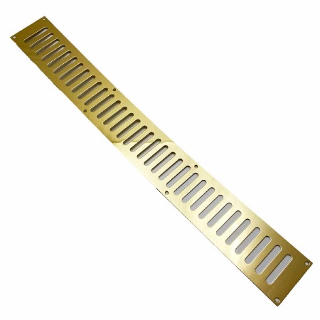 Plain Slotted Air Vent Cover 24" x 3" Polished Brass Unlacquered