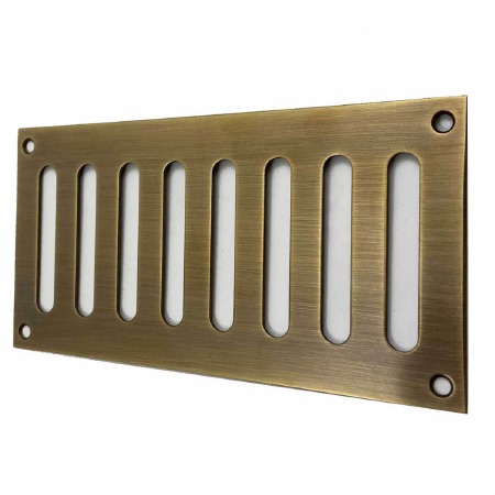 Plain Slotted Air Vent Cover 6" x 3" Antique Brass Unlacquered