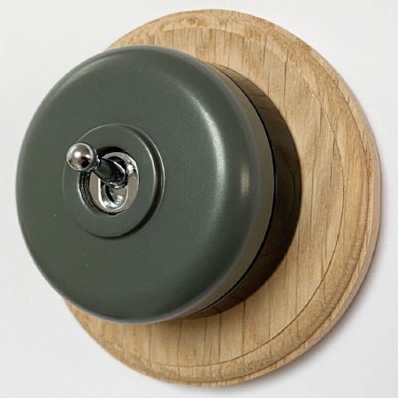 Round Dolly Light Switch 1 Gang Light Grey Black Base