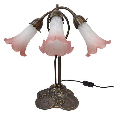 Pond Lily Art Nouveau Table Lamp White/Pink Shades