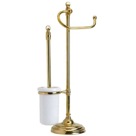Palermo Freestanding Toilet Brush & Roll Holder Polished Brass