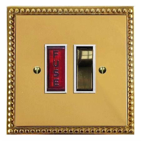 Regency Switched Fused Spur Illuminated Polished Brass Lacquered & White Trim