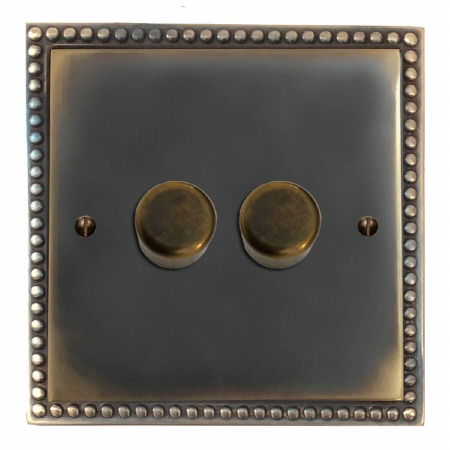 Regency Dimmer Switch 2 Gang Dark Antique Relief