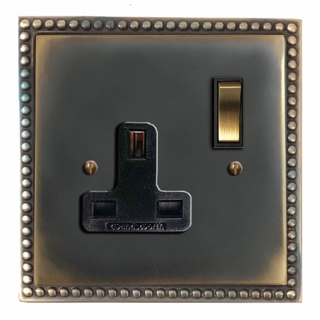 Regency Switched Socket 1 Gang Dark Antique Relief