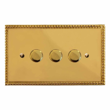 Regency Dimmer Switch 3 Gang Polished Brass Unlacquered