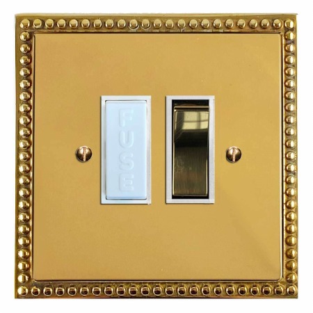Regency Switched Fused Spur Polished Brass Lacquered & White Trim