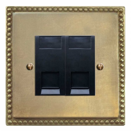 Regency RJ45 Socket 2 Gang CAT 5 Antique Satin Brass