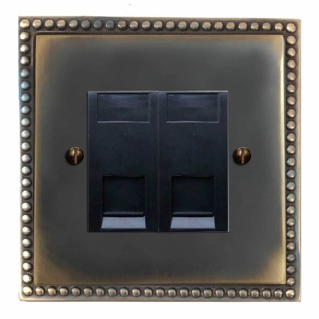 Regency RJ45 Socket 2 Gang CAT 5 Dark Antique Relief