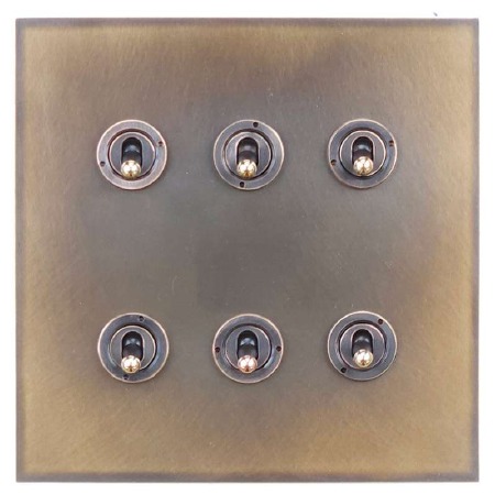 Victorian Dolly Switch 6 Gang Hand Aged Medium