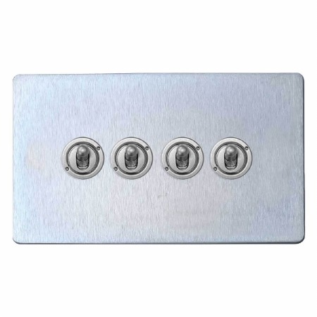 Victorian Dolly Switch 4 Gang Satin Chrome