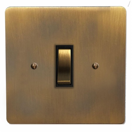 Victorian Rocker Light Switch 1 Gang Antique Brass Lacquered