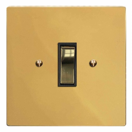 Victorian Rocker Light Switch 1 Gang Polished Brass Unlacquered