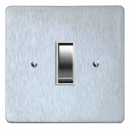 Victorian Rocker Light Switch 1 Gang Satin Chrome & White Trim