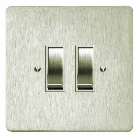 Victorian Rocker Light Switch 2 Gang Satin Nickel