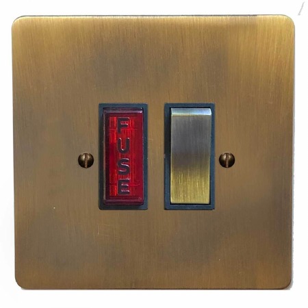Victorian Switched Fused Spur Illuminated Antique Brass Lacquered