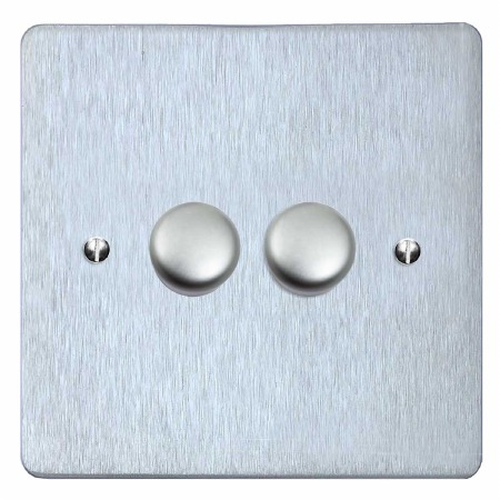 Victorian Dimmer Switch 2 Gang Satin Chrome