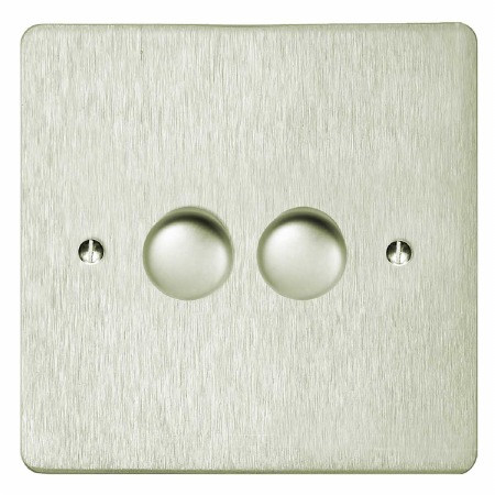 Victorian Dimmer Switch 2 Gang Satin Nickel