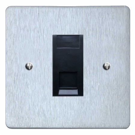 Victorian Telephone Socket Secondary Satin Chrome & Black Trim