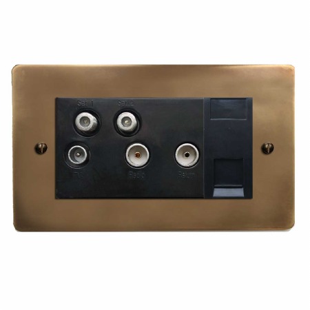 Victorian Sky+ Socket Hand Aged Brass