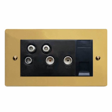 Victorian Sky+ Socket Polished Brass Unlacquered