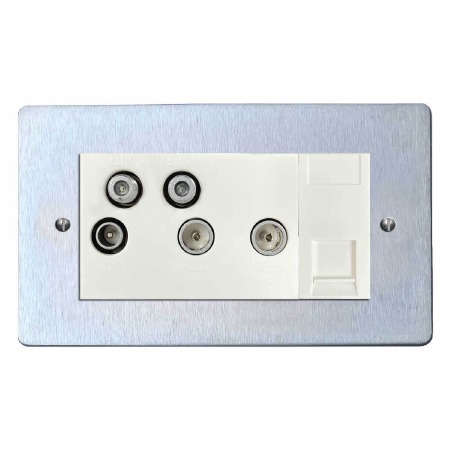 Victorian Sky+ Socket Satin Chrome & White Trim