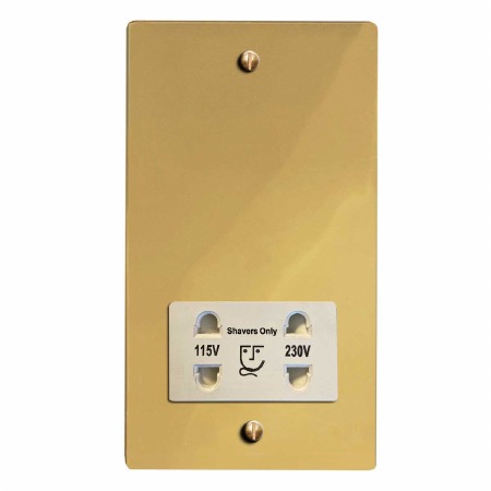 Victorian Shaver Socket Polished Brass Lacquered & White Trim