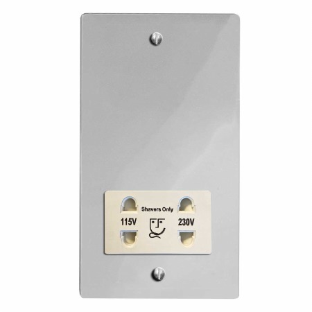 Victorian Shaver Socket Polished Chrome & White Trim