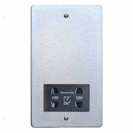 Victorian Shaver Socket Satin Chrome & Black Trim