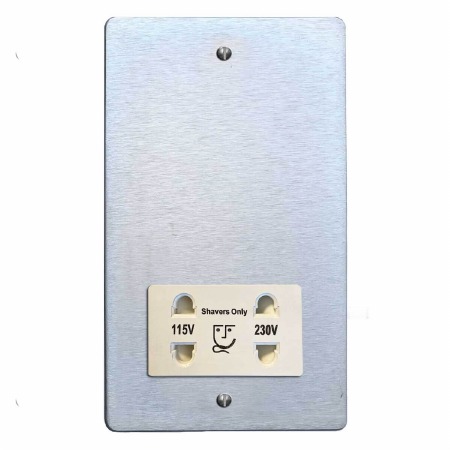 Victorian Shaver Socket Satin Chrome & White Trim