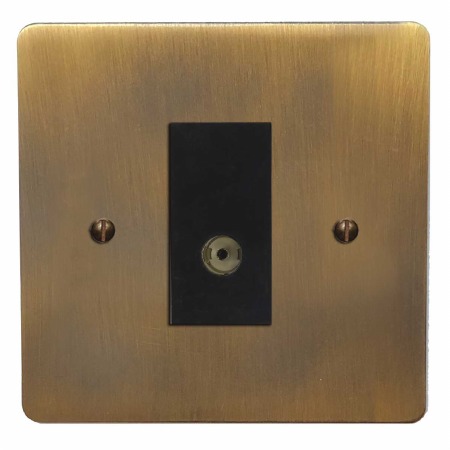 Victorian TV Socket Outlet Antique Brass Lacquered