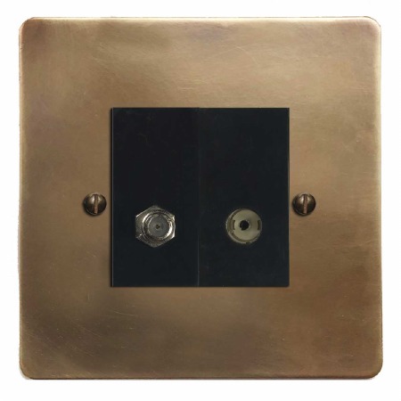 Victorian Satellite & TV Socket Outlet Hand Aged Brass