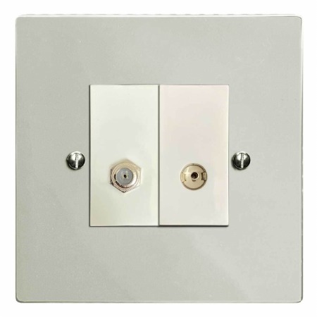 Victorian Satellite & TV Socket Outlet Polished Nickel
