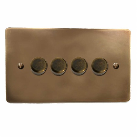Victorian Dimmer Switch 4 Gang Hand Aged Brass