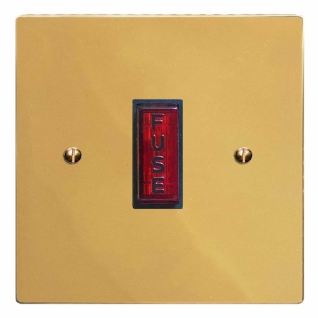 Victorian Fused Spur Connection Unit Illuminated Indicator Polished Brass Lacquered & Black Trim