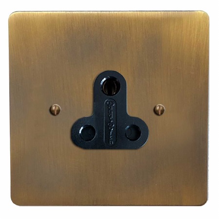 Victorian Lighting Socket Round Pin 5A Antique Brass Lacquered