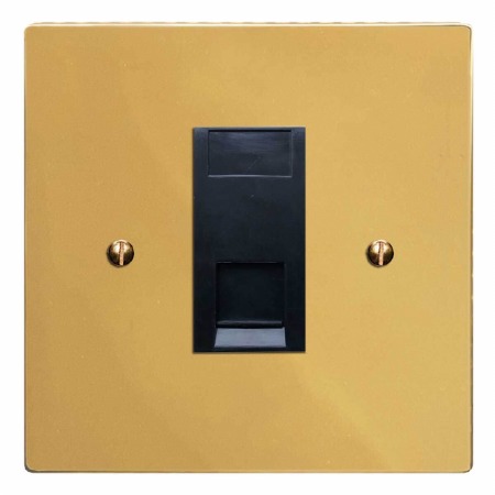 Victorian RJ45 Socket CAT 5 Polished Brass Lacquered