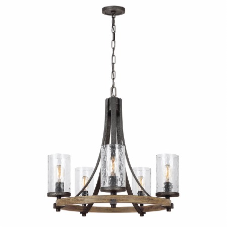 Quintiesse Angelo 5 Light Chandelier Slate Grey & Weathered Oak