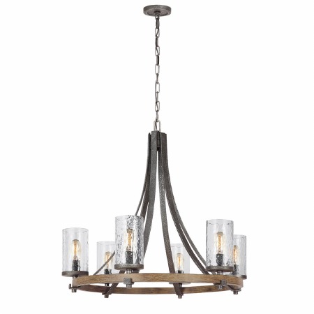 Quintiesse Angelo 6 Light Chandelier Slate Grey & Weathered Oak