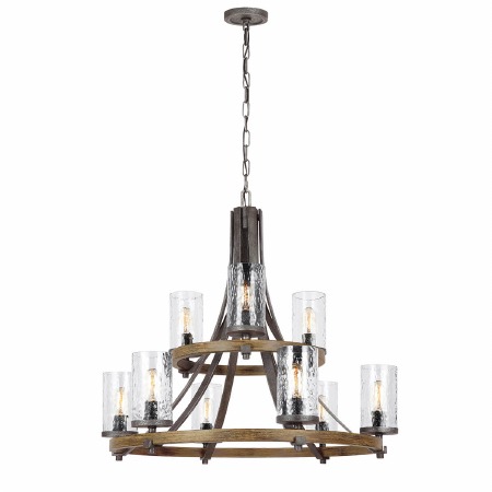 Quintiesse Angelo 9 Light Chandelier Slate Grey & Weathered Oak